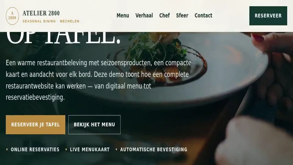 Websitevoorbeeld restaurant — Atelier 2800